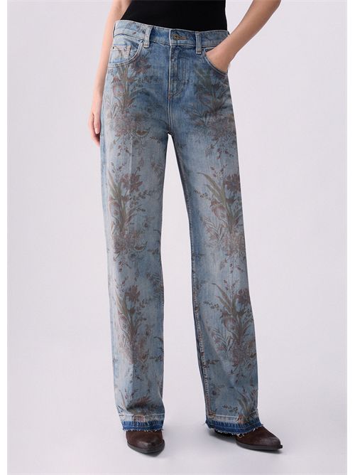 Jeans straight a vita alta con stampa LIU JO | UF6165D0371/79103